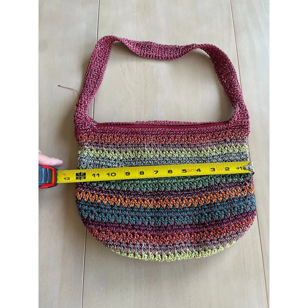 The Sak Multicolor Rainbow Striped Crochet Tote Shoulder Bag